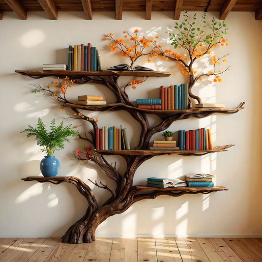 Modern Tree Wall Bookshelf – Artistic Handcrafted Wooden Shelf for Books & Decor