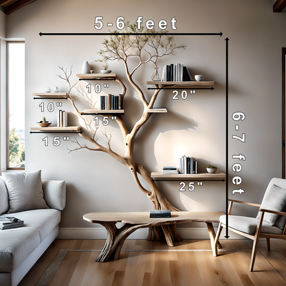 Luxury Wooden Tree Shelf – Handcrafted Wooden Wall Shelf