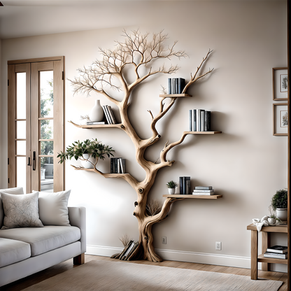 Vintage Tree Bookshelf – Handcrafted Wooden Wall Shelf