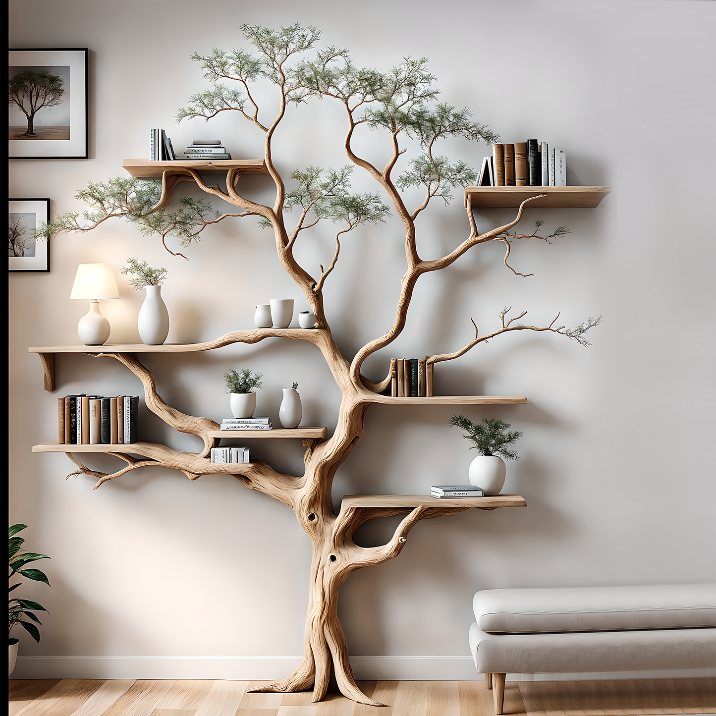 Cozy Corner Tree Shelf – Handcrafted Wooden Wall Shelf