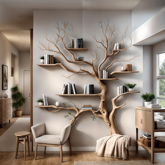 Sculpted Branch Wall Shelf – Handcrafted Wooden Wall Shelf
