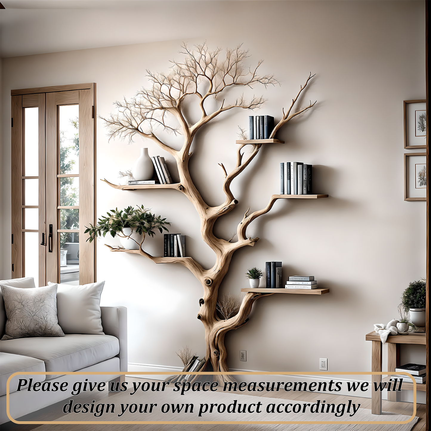 Vintage Tree Bookshelf – Handcrafted Wooden Wall Shelf