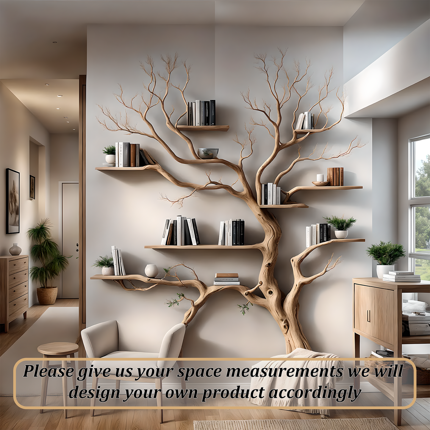 Sculpted Branch Wall Shelf – Handcrafted Wooden Wall Shelf