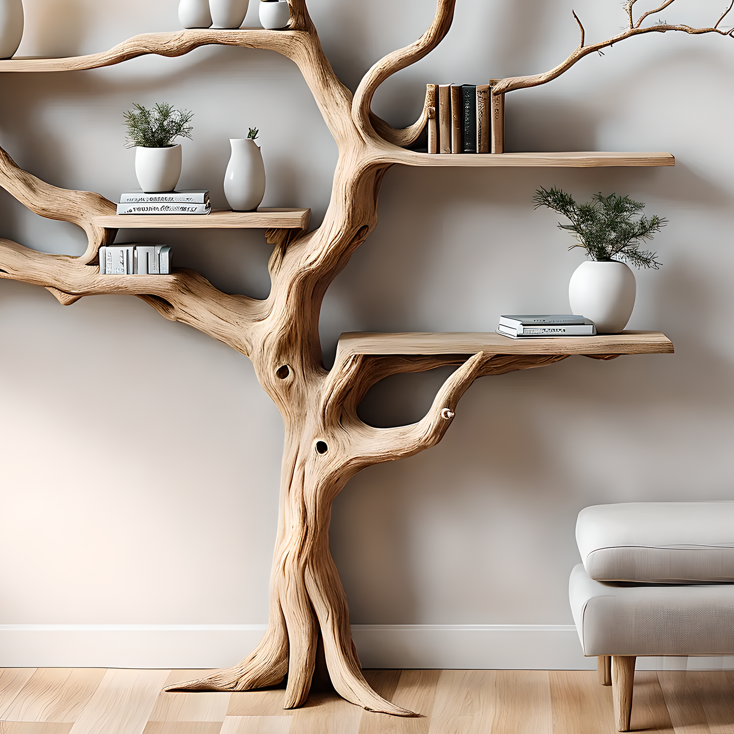 Cozy Corner Tree Shelf – Handcrafted Wooden Wall Shelf