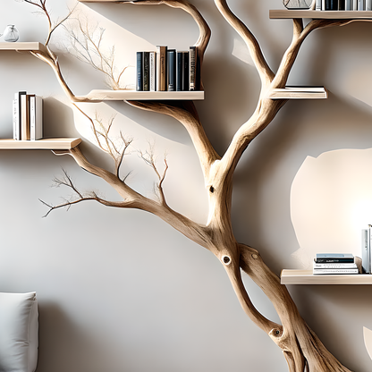 Luxury Wooden Tree Shelf – Handcrafted Wooden Wall Shelf