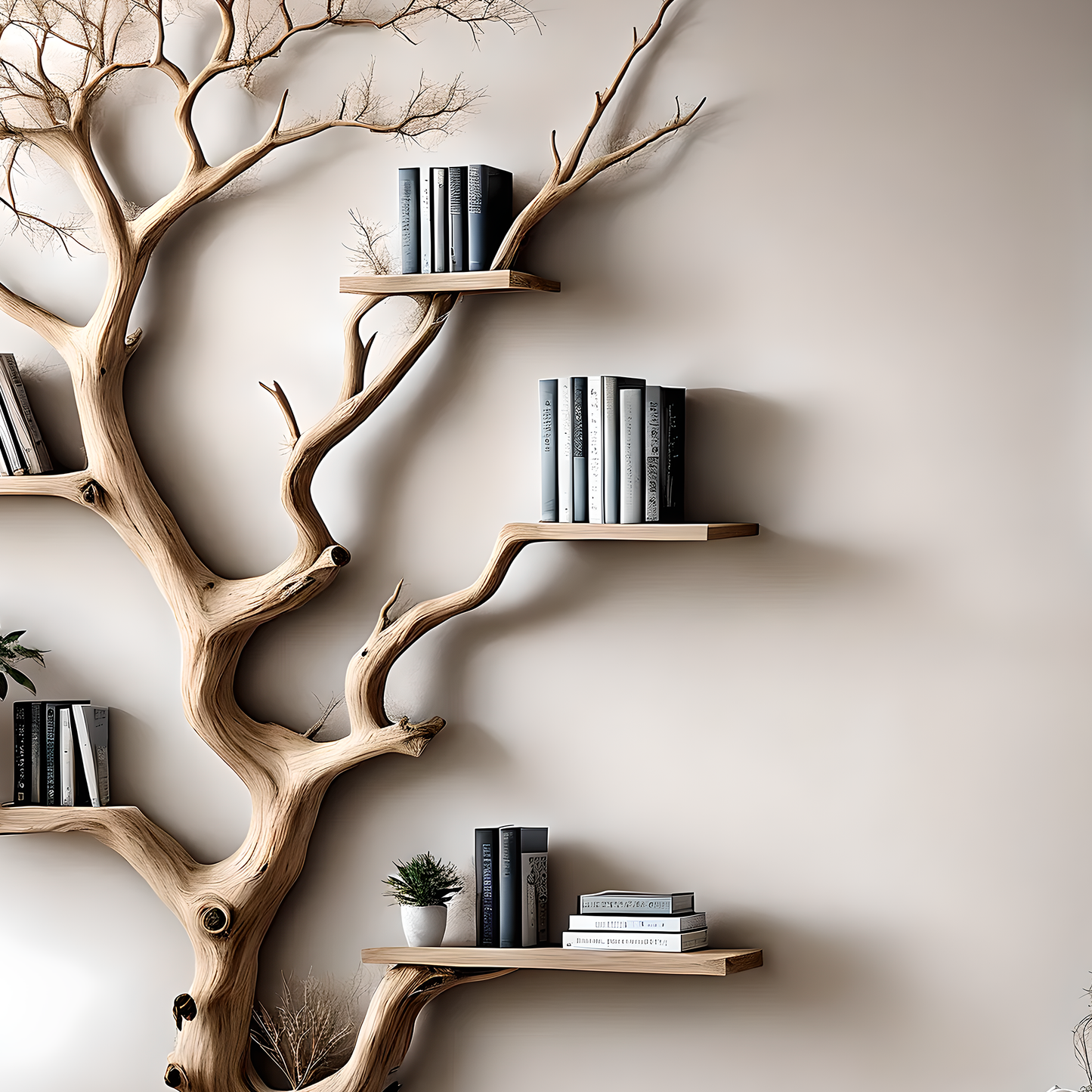 Vintage Tree Bookshelf – Handcrafted Wooden Wall Shelf