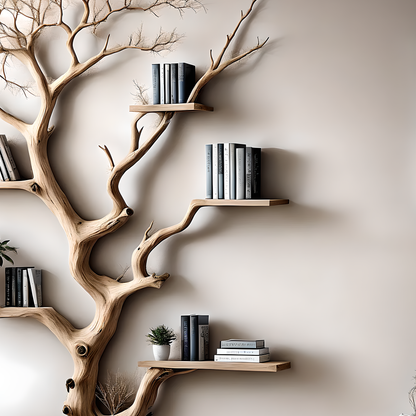 Vintage Tree Bookshelf – Handcrafted Wooden Wall Shelf