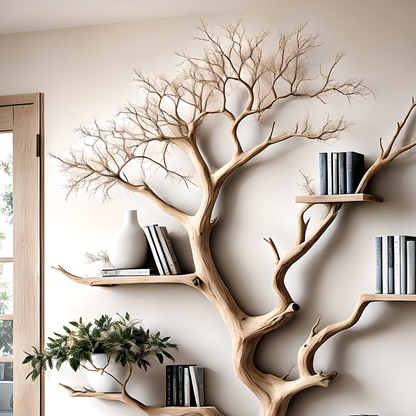 Vintage Tree Bookshelf – Handcrafted Wooden Wall Shelf