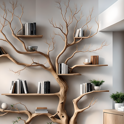 Sculpted Branch Wall Shelf – Handcrafted Wooden Wall Shelf