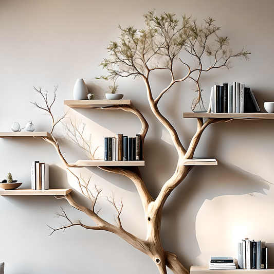 Luxury Wooden Tree Shelf – Handcrafted Wooden Wall Shelf